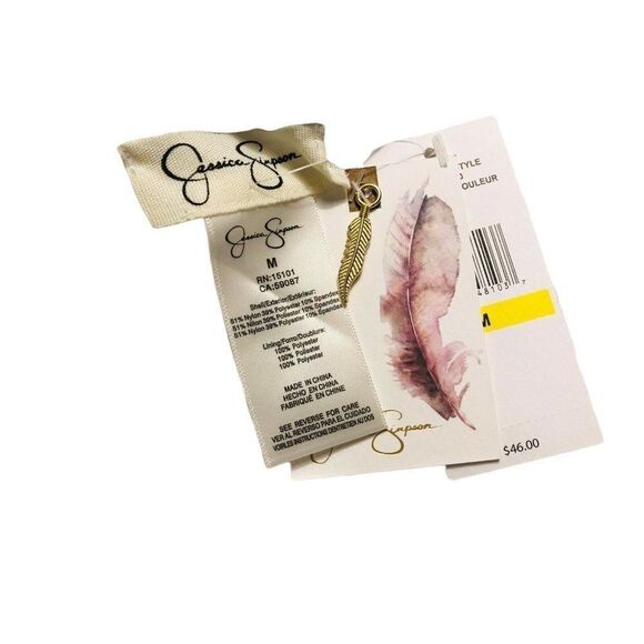 Jessica Simpson Black Wavy Line Bikini Bottom Sz M Drawstring Side Tie Flaw NEW - Picture 5 of 6